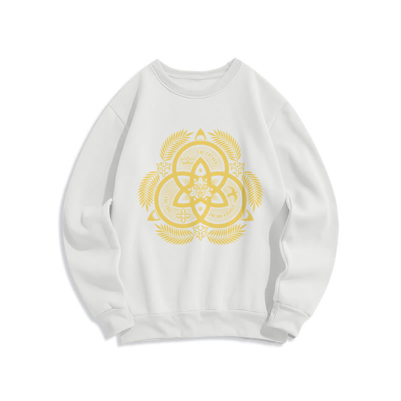 Christianartworkshop Classic Style Divine Unity Gold Sacred Emblem Fleece Lined Polyester Sweatshirt