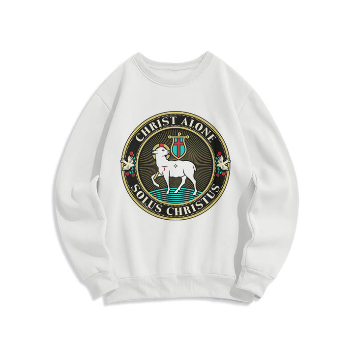 Christianartworkshop Modern Style Christ Alone Lamb of God Fleece Lined Polyester Sweatshirt