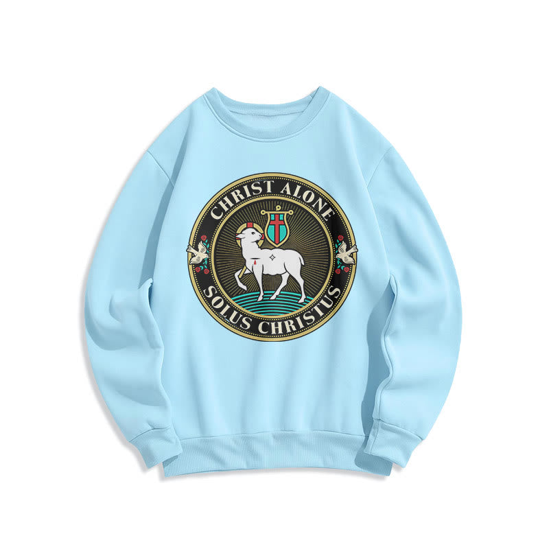 Christianartworkshop Modern Style Christ Alone Lamb of God Fleece Lined Polyester Sweatshirt - Blue - 2XL - image 25