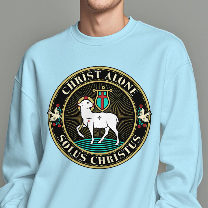 Christianartworkshop Modern Style Christ Alone Lamb of God Fleece Lined Polyester Sweatshirt