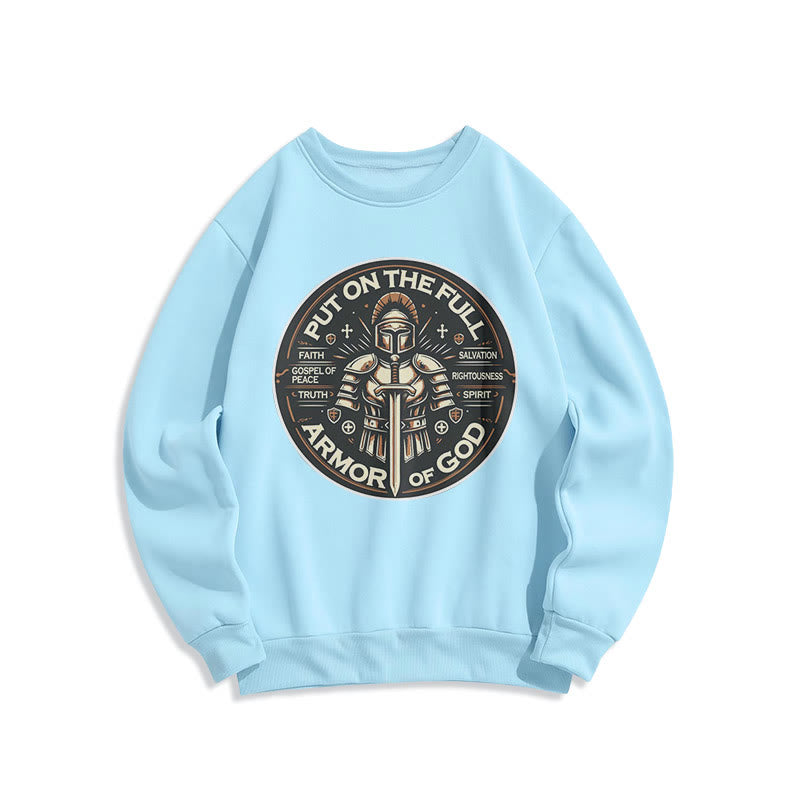 Christianartworkshop Modern Style Put On The Full Armor of God Fleece Lined Polyester Sweatshirt