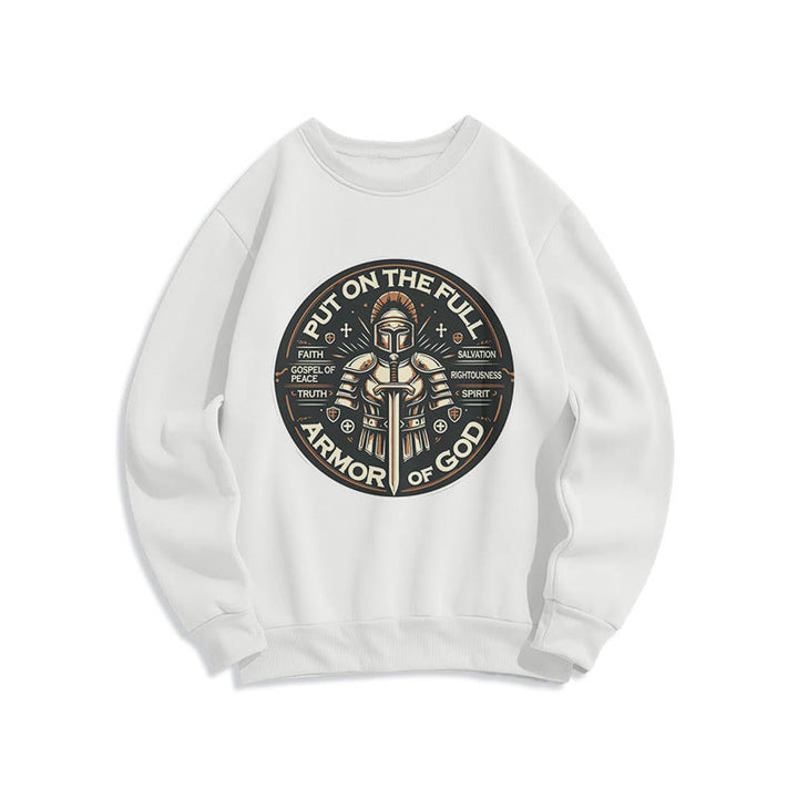 Christianartworkshop Modern Style Put On The Full Armor of God Fleece Lined Polyester Sweatshirt - White - 2XL - image 10