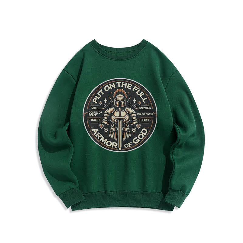 Christianartworkshop Modern Style Put On The Full Armor of God Fleece Lined Polyester Sweatshirt