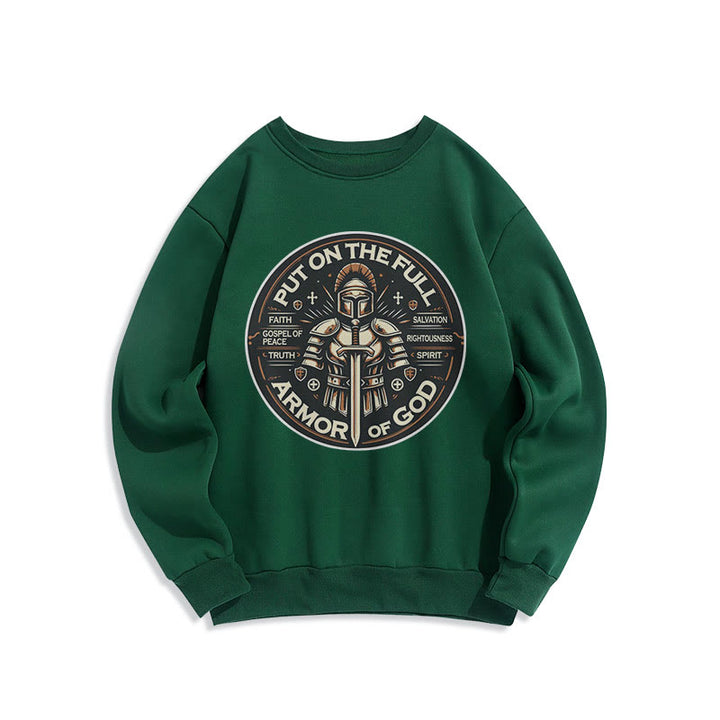 Christianartworkshop Modern Style Put On The Full Armor of God Fleece Lined Polyester Sweatshirt