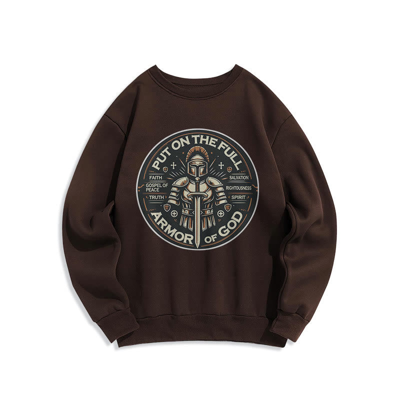 Christianartworkshop Modern Style Put On The Full Armor of God Fleece Lined Polyester Sweatshirt