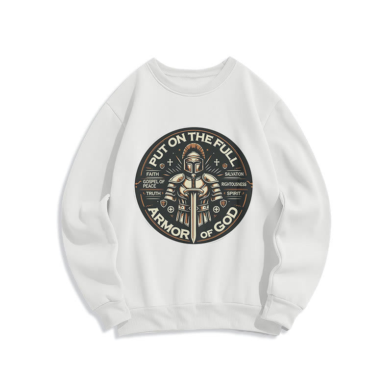 Christianartworkshop Modern Style Put On The Full Armor of God Fleece Lined Polyester Sweatshirt