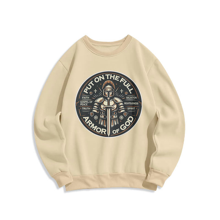 Christianartworkshop Modern Style Put On The Full Armor of God Fleece Lined Polyester Sweatshirt