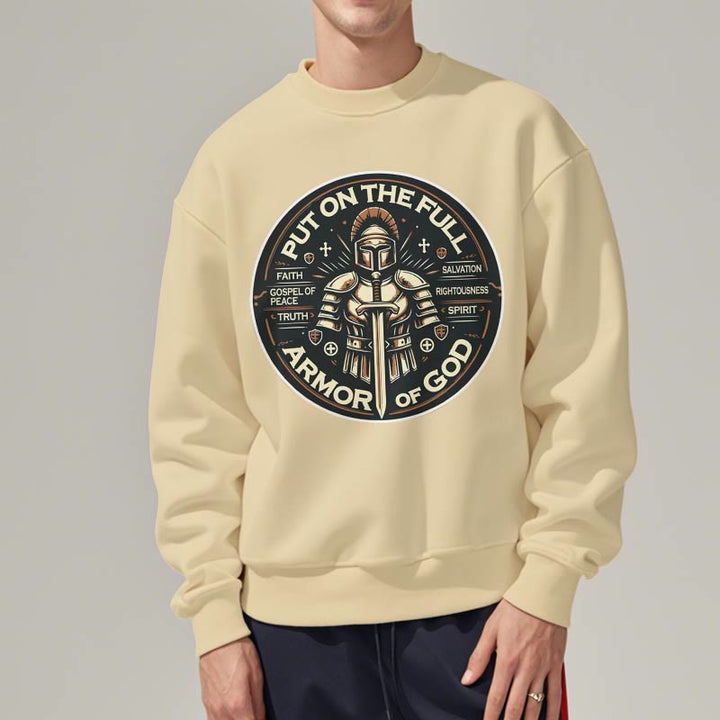 Christianartworkshop Modern Style Put On The Full Armor of God Fleece Lined Polyester Sweatshirt