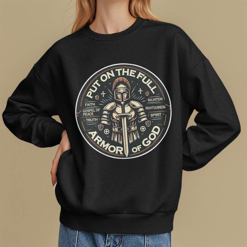 Christianartworkshop Modern Style Put On The Full Armor of God Fleece Lined Polyester Sweatshirt