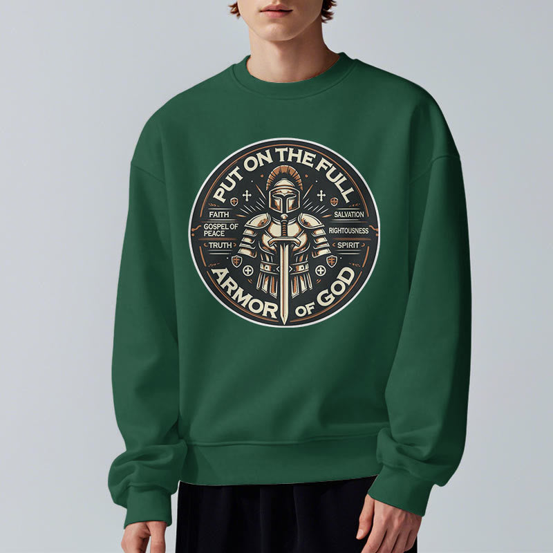 Christianartworkshop Modern Style Put On The Full Armor of God Fleece Lined Polyester Sweatshirt