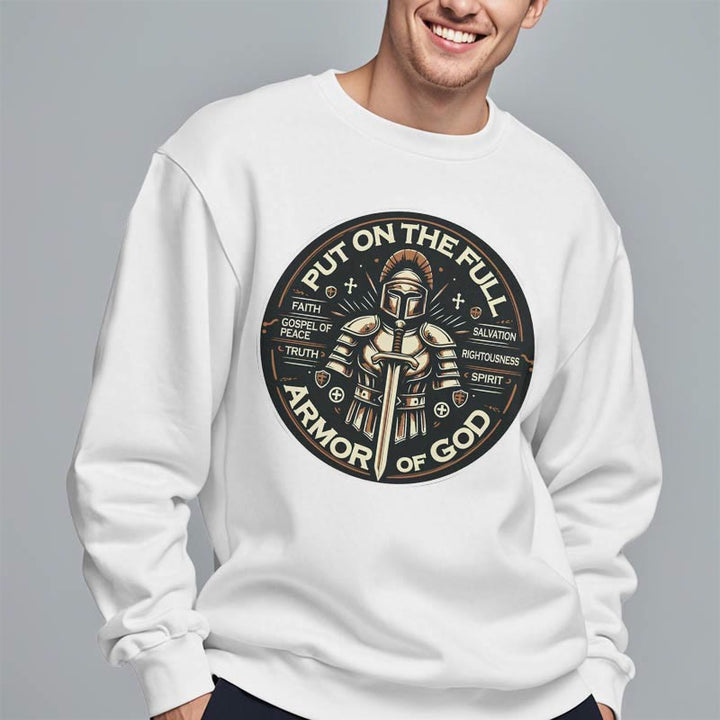 Christianartworkshop Modern Style Put On The Full Armor of God Fleece Lined Polyester Sweatshirt