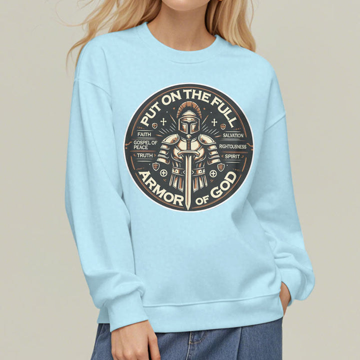 Christianartworkshop Modern Style Put On The Full Armor of God Fleece Lined Polyester Sweatshirt