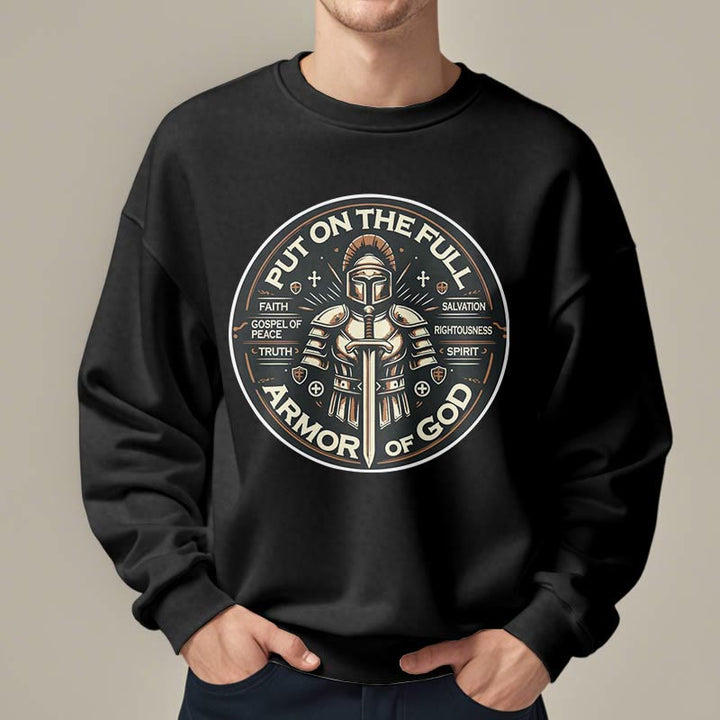 Christianartworkshop Modern Style Put On The Full Armor of God Fleece Lined Polyester Sweatshirt