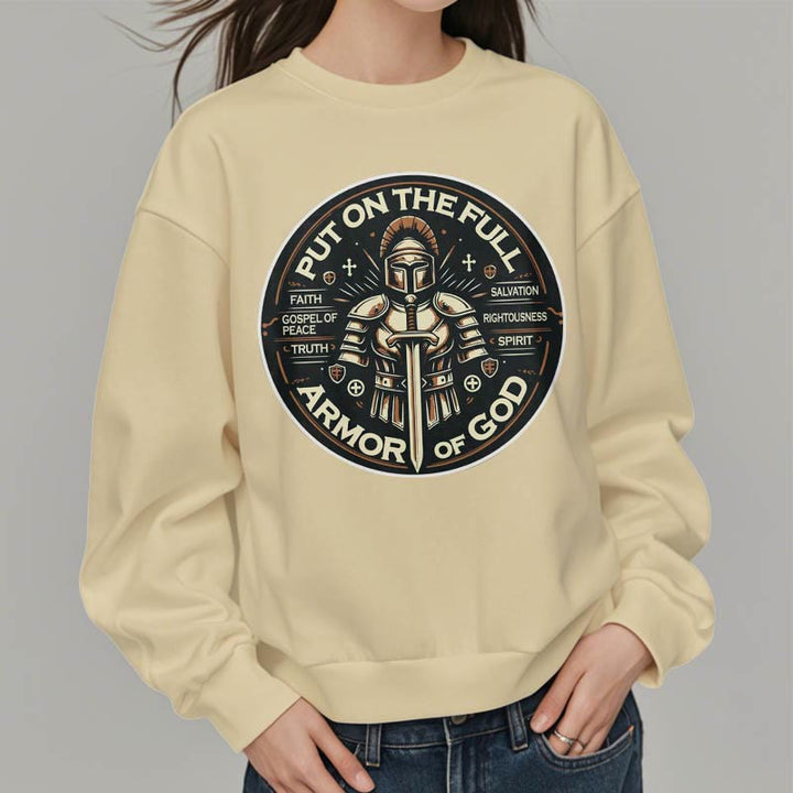 Christianartworkshop Modern Style Put On The Full Armor of God Fleece Lined Polyester Sweatshirt