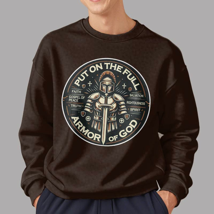 Christianartworkshop Modern Style Put On The Full Armor of God Fleece Lined Polyester Sweatshirt