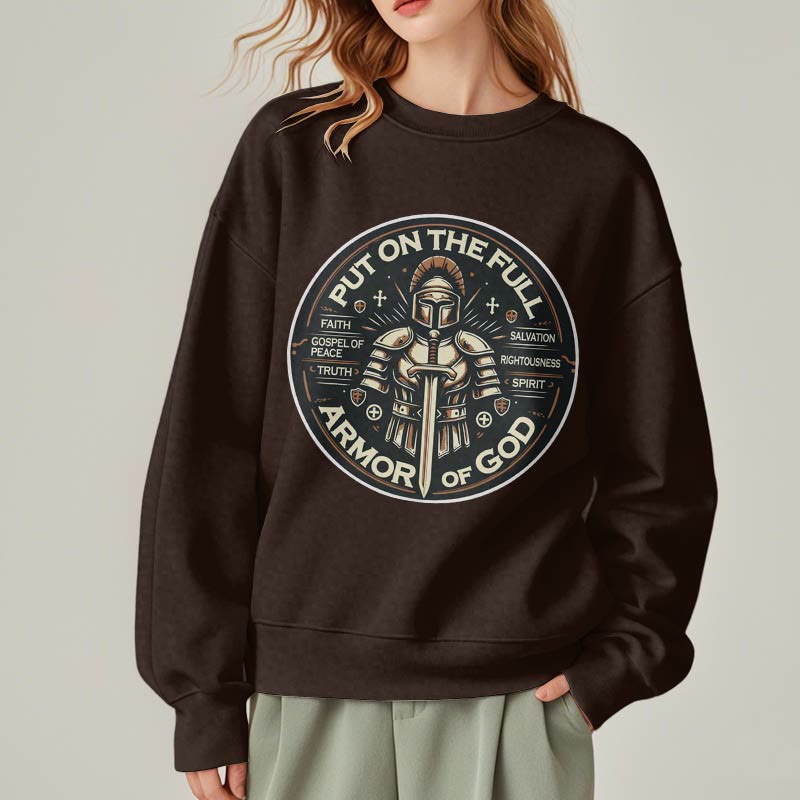 Christianartworkshop Modern Style Put On The Full Armor of God Fleece Lined Polyester Sweatshirt