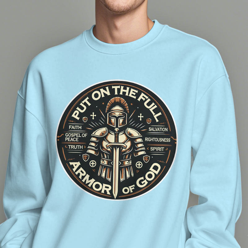 Christianartworkshop Modern Style Put On The Full Armor of God Fleece Lined Polyester Sweatshirt