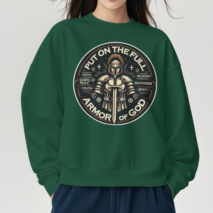 Christianartworkshop Modern Style Put On The Full Armor of God Fleece Lined Polyester Sweatshirt