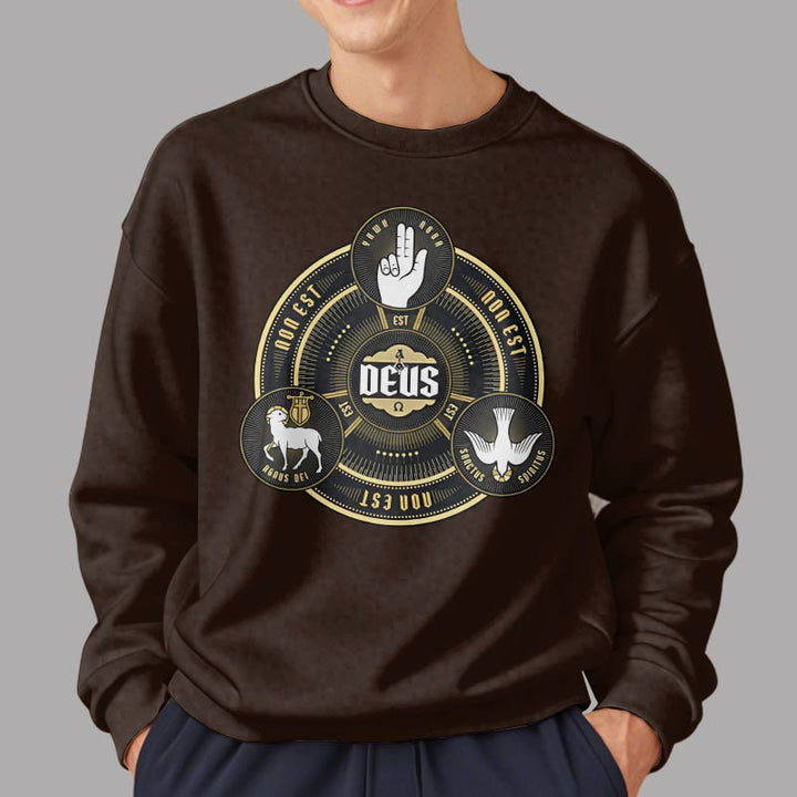 Christianartworkshop Classic Style Holy Trinity Deus Emblem Fleece Lined Polyester Sweatshirt - image 17