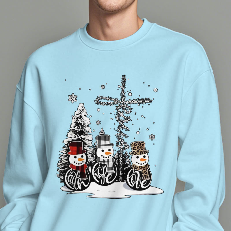 Christianartworkshop Colored Style Faith Hope Love Christmas Fleece Lined Polyester Sweatshirt - image 1