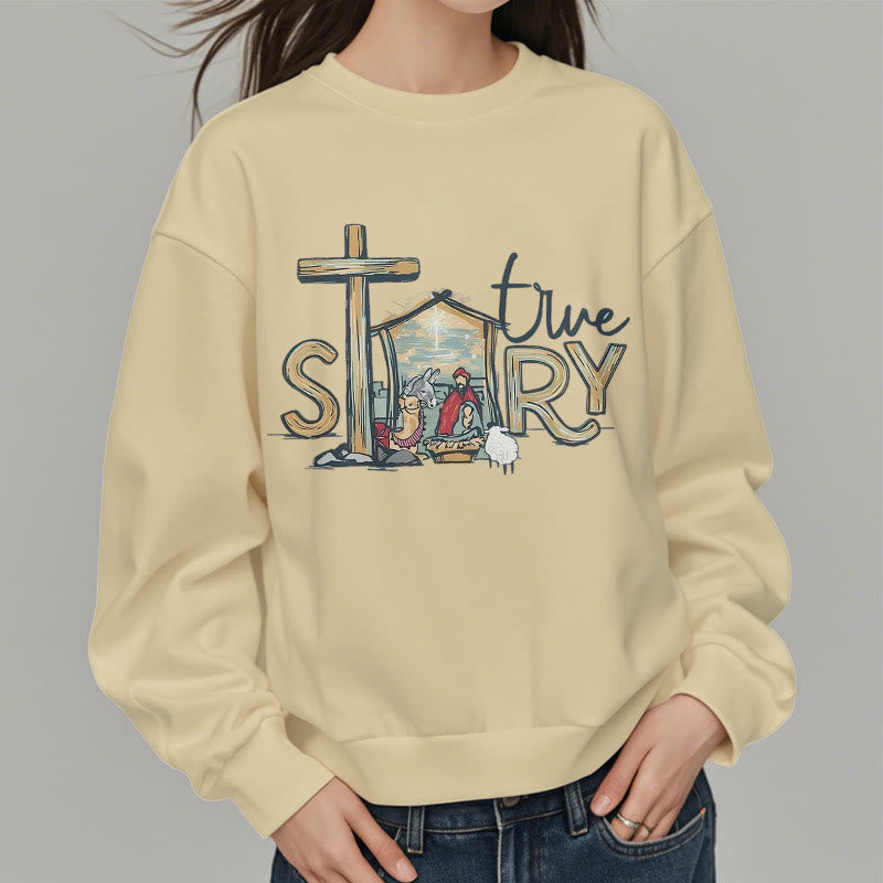 Christianartworkshop Modern Style True Story Nativity Scene Fleece Lined Polyester Sweatshirt - image 13