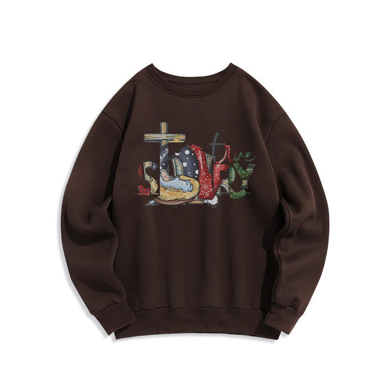 Christianartworkshop Modern Style True Story Nativity Scene Fleece Lined Polyester Sweatshirt