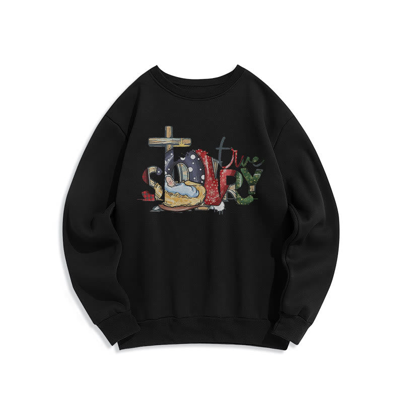 Christianartworkshop Modern Style True Story Nativity Scene Fleece Lined Polyester Sweatshirt