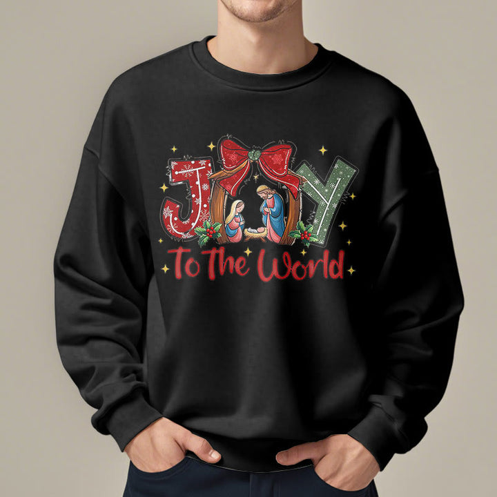 Christianartworkshop Colored Style Joy To The World Nativity Scene Fleece Lined Polyester Sweatshirt - image 7
