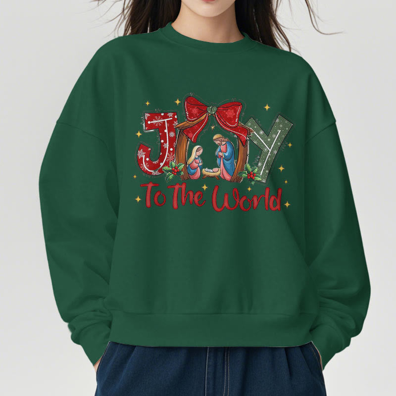 Christianartworkshop Colored Style Joy To The World Nativity Scene Fleece Lined Polyester Sweatshirt - image 23