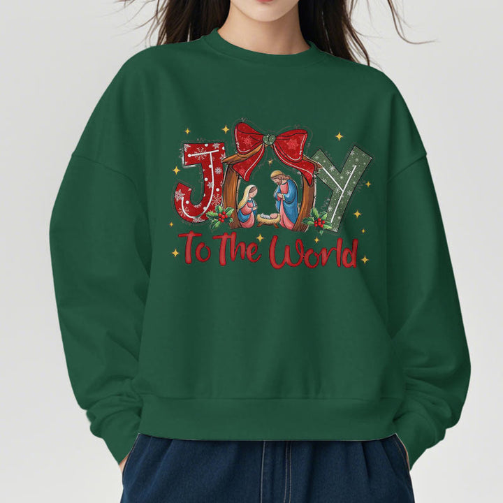 Christianartworkshop Colored Style Joy To The World Nativity Scene Fleece Lined Polyester Sweatshirt - image 23