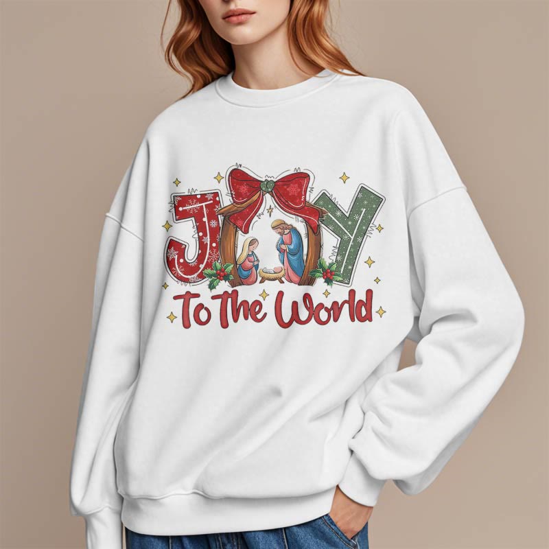 Christianartworkshop Colored Style Joy To The World Nativity Scene Fleece Lined Polyester Sweatshirt - image 12