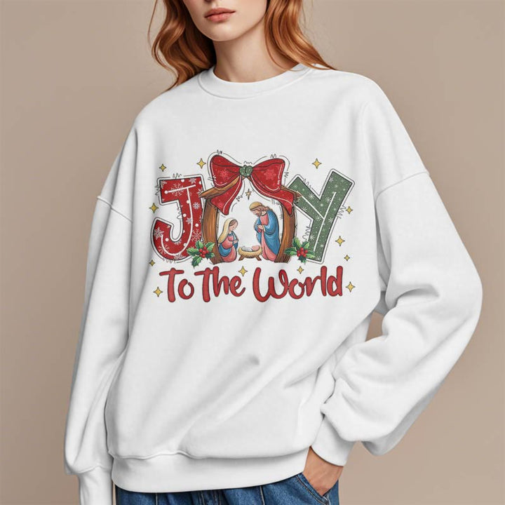 Christianartworkshop Colored Style Joy To The World Nativity Scene Fleece Lined Polyester Sweatshirt - image 12