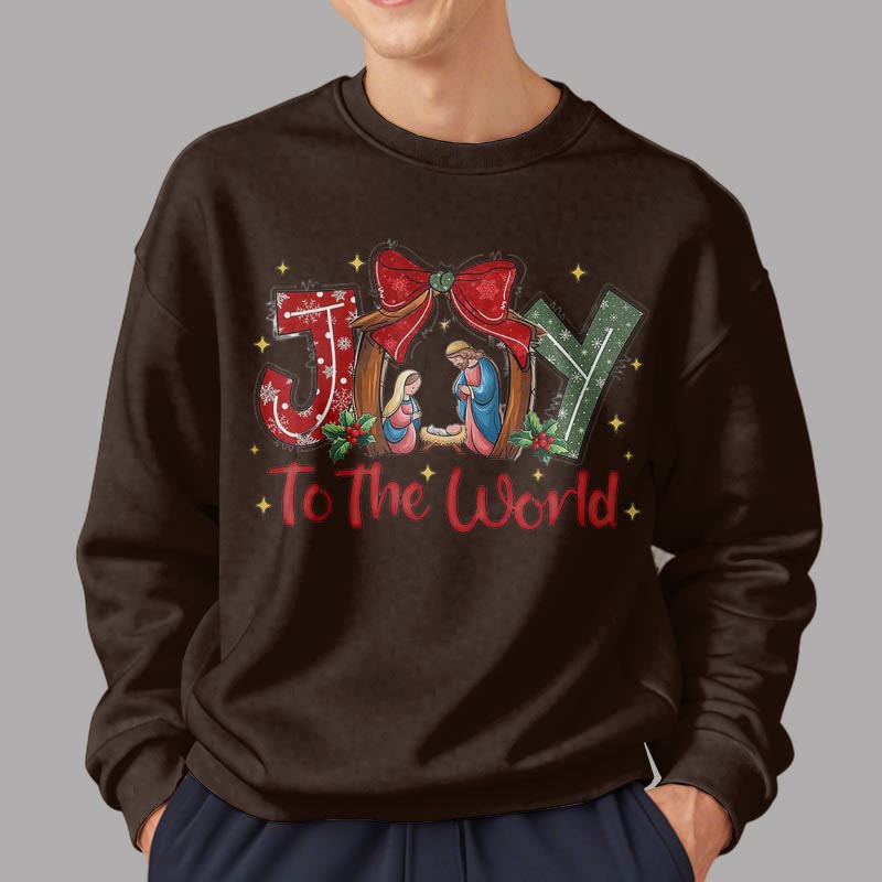 Christianartworkshop Colored Style Joy To The World Nativity Scene Fleece Lined Polyester Sweatshirt - image 18