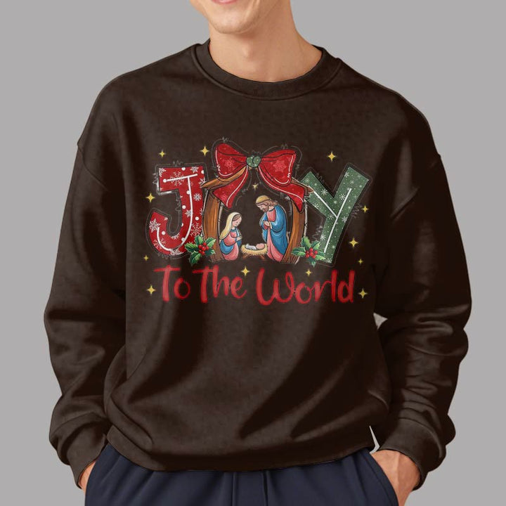 Christianartworkshop Colored Style Joy To The World Nativity Scene Fleece Lined Polyester Sweatshirt - image 18