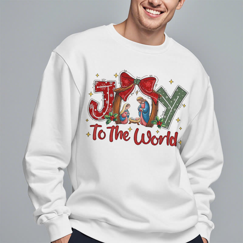 Christianartworkshop Colored Style Joy To The World Nativity Scene Fleece Lined Polyester Sweatshirt - image 13