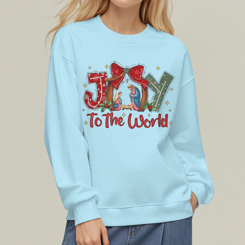 Christianartworkshop Colored Style Joy To The World Nativity Scene Fleece Lined Polyester Sweatshirt - image 27