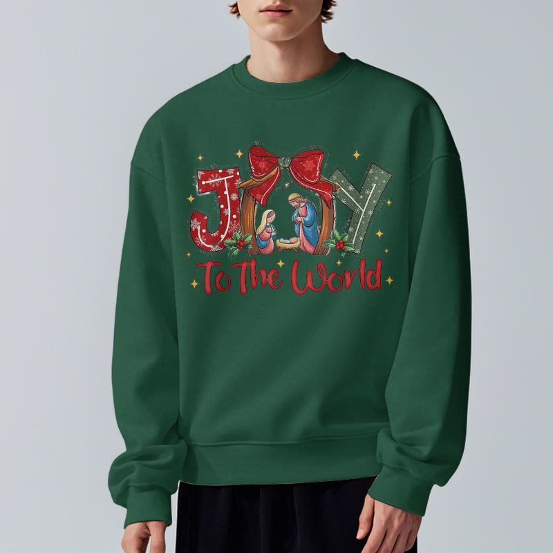 Christianartworkshop Colored Style Joy To The World Nativity Scene Fleece Lined Polyester Sweatshirt - image 22