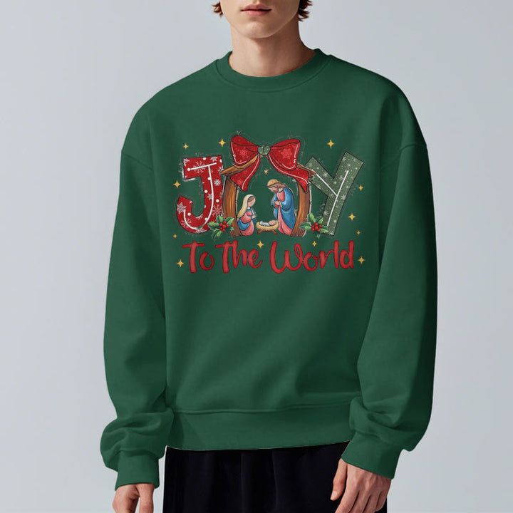 Christianartworkshop Colored Style Joy To The World Nativity Scene Fleece Lined Polyester Sweatshirt - image 22