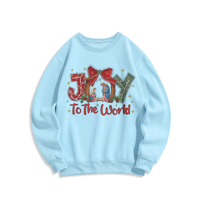 Christianartworkshop Colored Style Joy To The World Nativity Scene Fleece Lined Polyester Sweatshirt - Blue - 2XL - image 25