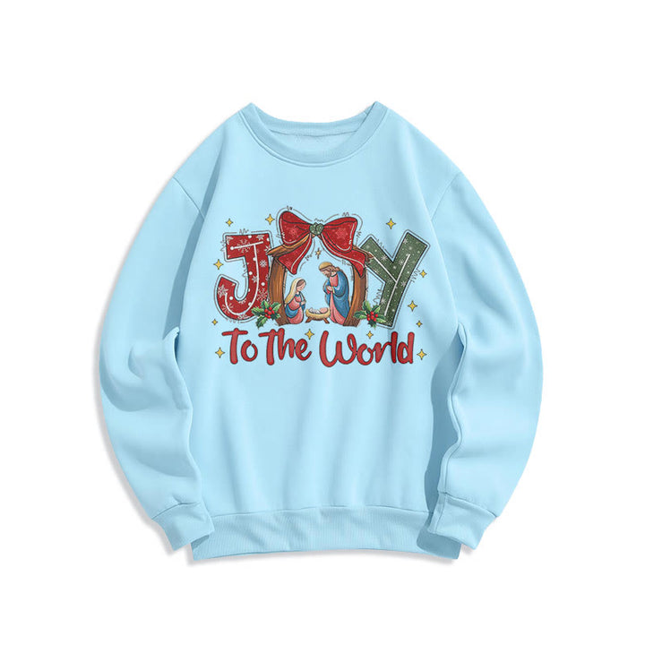 Christianartworkshop Colored Style Joy To The World Nativity Scene Fleece Lined Polyester Sweatshirt - Blue - 2XL - image 25