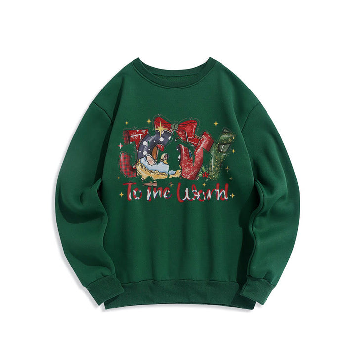 Christianartworkshop Colored Style Joy To The World Nativity Scene Fleece Lined Polyester Sweatshirt - Green - 2XL - image 20