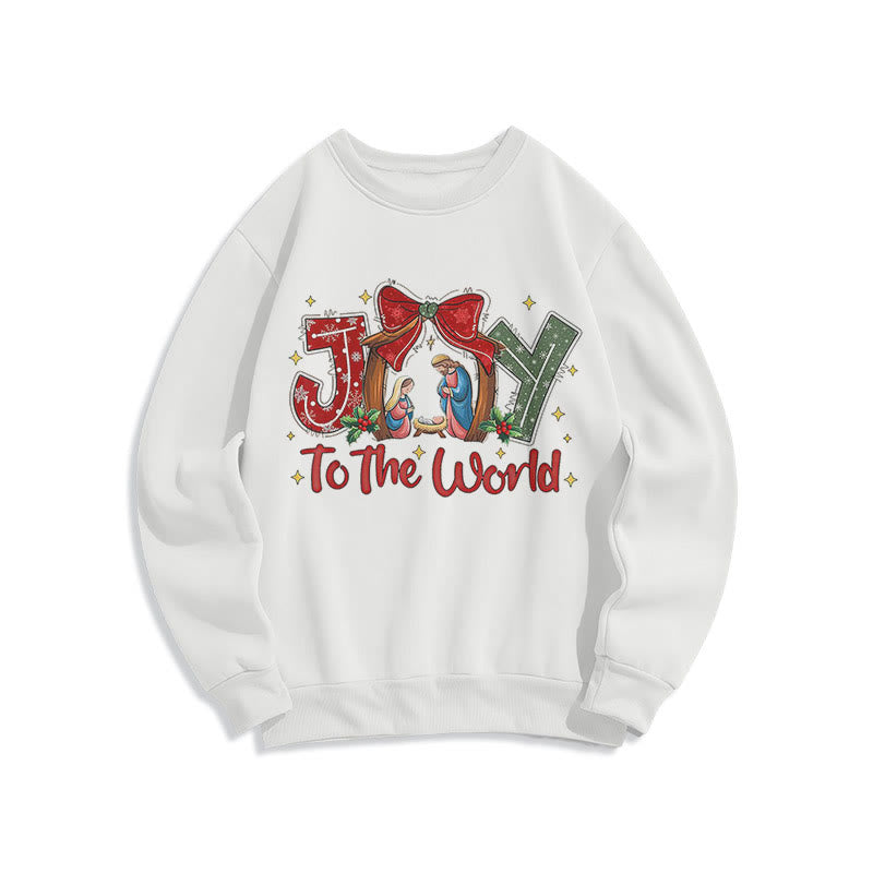 Christianartworkshop Colored Style Joy To The World Nativity Scene Fleece Lined Polyester Sweatshirt - White - 2XL - image 10