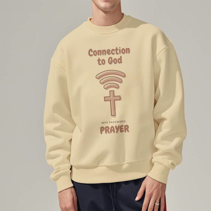 Christianartworkshop Modern Style Prayer Connection To God Fleece Lined Polyester Sweatshirt