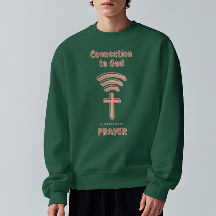 Christianartworkshop Modern Style Prayer Connection To God Fleece Lined Polyester Sweatshirt