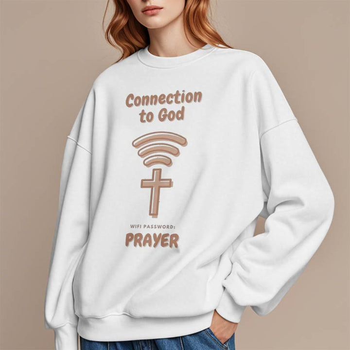 Christianartworkshop Modern Style Prayer Connection To God Fleece Lined Polyester Sweatshirt