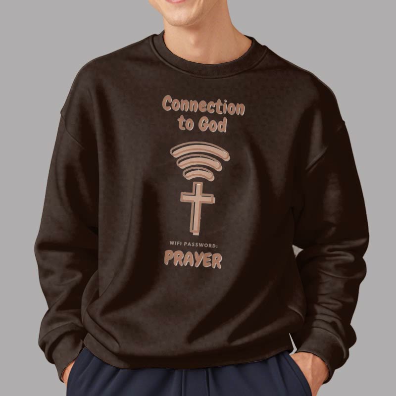 Christianartworkshop Modern Style Prayer Connection To God Fleece Lined Polyester Sweatshirt