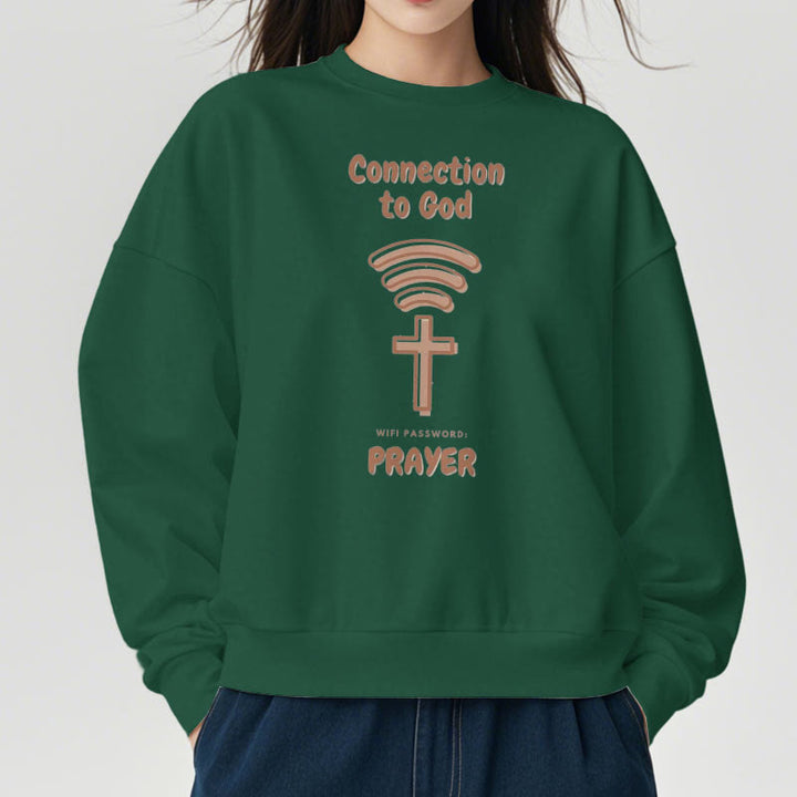 Christianartworkshop Modern Style Prayer Connection To God Fleece Lined Polyester Sweatshirt