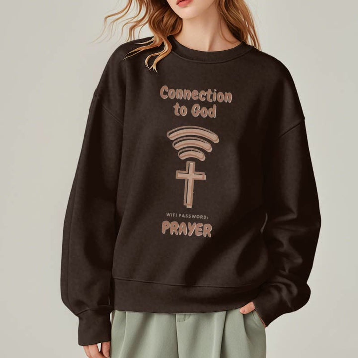 Christianartworkshop Modern Style Prayer Connection To God Fleece Lined Polyester Sweatshirt