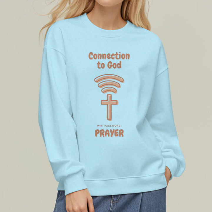 Christianartworkshop Modern Style Prayer Connection To God Fleece Lined Polyester Sweatshirt