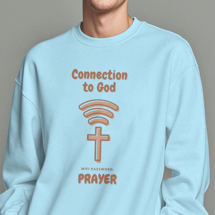 Christianartworkshop Modern Style Prayer Connection To God Fleece Lined Polyester Sweatshirt